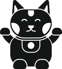 Funny lucky cat icon simple vector. Japan fortune