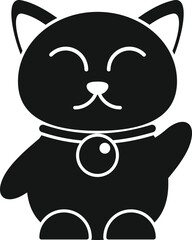 Lucky cat bell icon simple vector. Asian animal