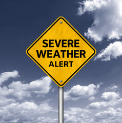 Severe Weather Alert - road sign warning