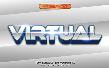 Virtual space futuristic 3d text effect editable template design