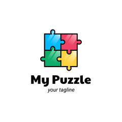 Abstract toys play game puzzle logo inspired template design