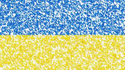 A crowd of people in the colors of the Ukrainian flag symbolizes the unity of the people. 3d illustration