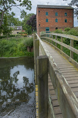 Fototapeta na wymiar Buckinghamshire, milton keynes, ouse valley park, uk, england, water mill, bridge and river, 