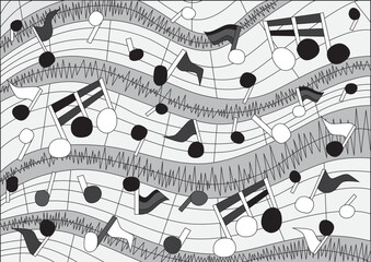 musical notes design black and white background illustration vector
