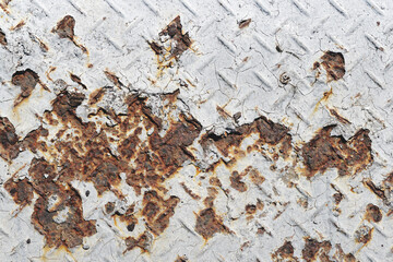 Rust, corrosion and grunge old anti-slip sheet texture background.	