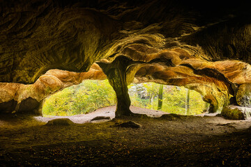 cave in Little Switzerland, Luxembourg, in autumn