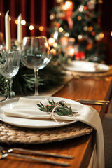 Christmas dinner table. Xmas Dinner.