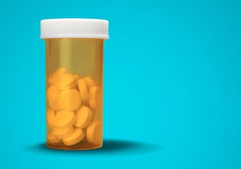 Set of pills in RX prescription drug bottle