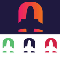 unique Letter A Air Travel plane shape Logo Design Template multiple color set