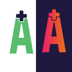 A letter medical logo vector illustration multiple color