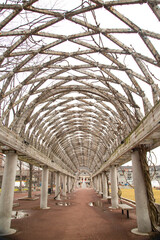Boston, MA, USA - January 28th, 2017 - Passing under the arched roof in a plaza in Boston