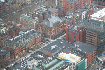 Boston, MA, USA - January 26th, 2017 - Boston seen from above the Prudential Building. Aereal view