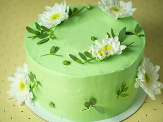 beautiful delicate and airy cake with fresh flowers