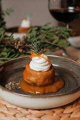 Christmas dinner table. Xmas food.