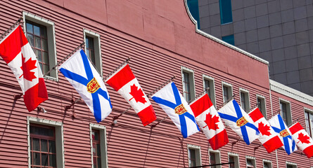 Canada and Nova Scotia flags