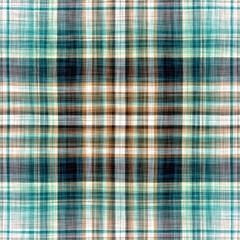 Teal rustic coastal beach house check fabric tile. Seamless sailor flannel textile gingham repeat swatch.