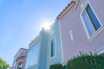 Sunlight peeking from the roof above the residential building in San Francisco, CA