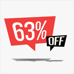 63% off discount sticker sale blue tag isolated vector illustration. discount offer price label, vector price discount symbol floating