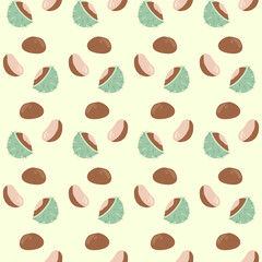 Autumn pattern. Chestnuts on a pattern for textiles, fabrics, wallpapers. Kitchen theme.