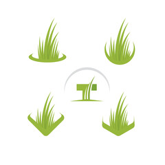 Artificial Turf Lawn and Garden Care Company Creative Design Element. Green Grass Landscaping Company Vector