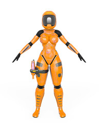 coolest astronaut girl in white background