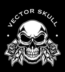 Emblem or logo design with skull cowboy theme