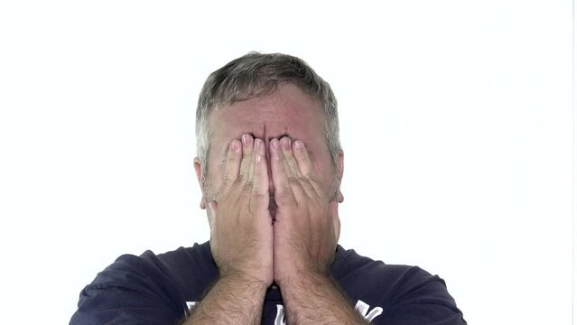 Tired Or Ashamed Male Adult Isolated