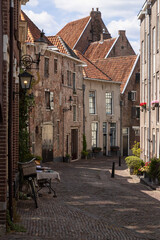 Street in the city center of the medieval city of Deventer, Netherlands.