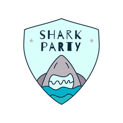 design of sticker of shark in sea