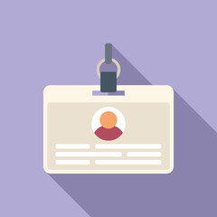 Conference id card icon flat vector. Photo badge