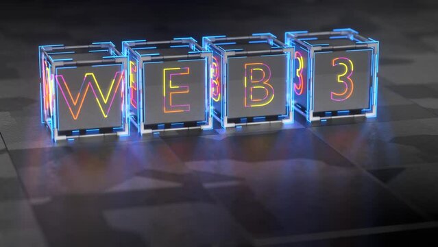 web 3 on technological blocks. web3 decentralized internet concept