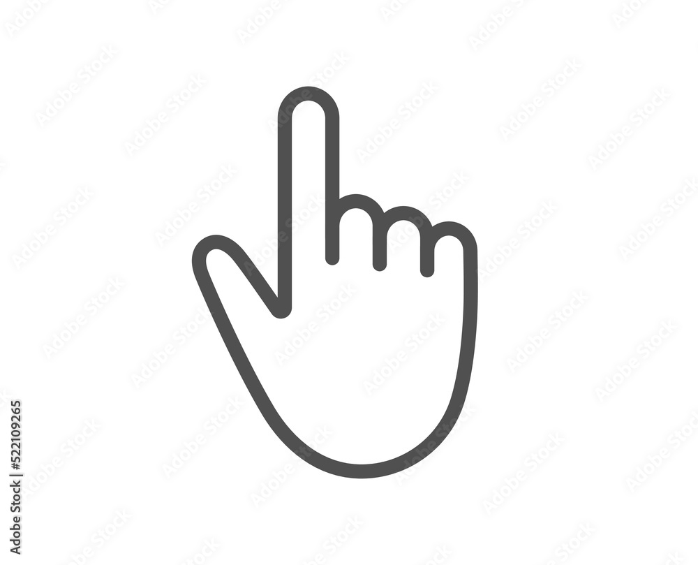 Poster hand cursor line icon. click action sign. finger pointer symbol. quality design element. linear styl