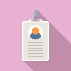 Id card holder icon flat vector. Photo badge