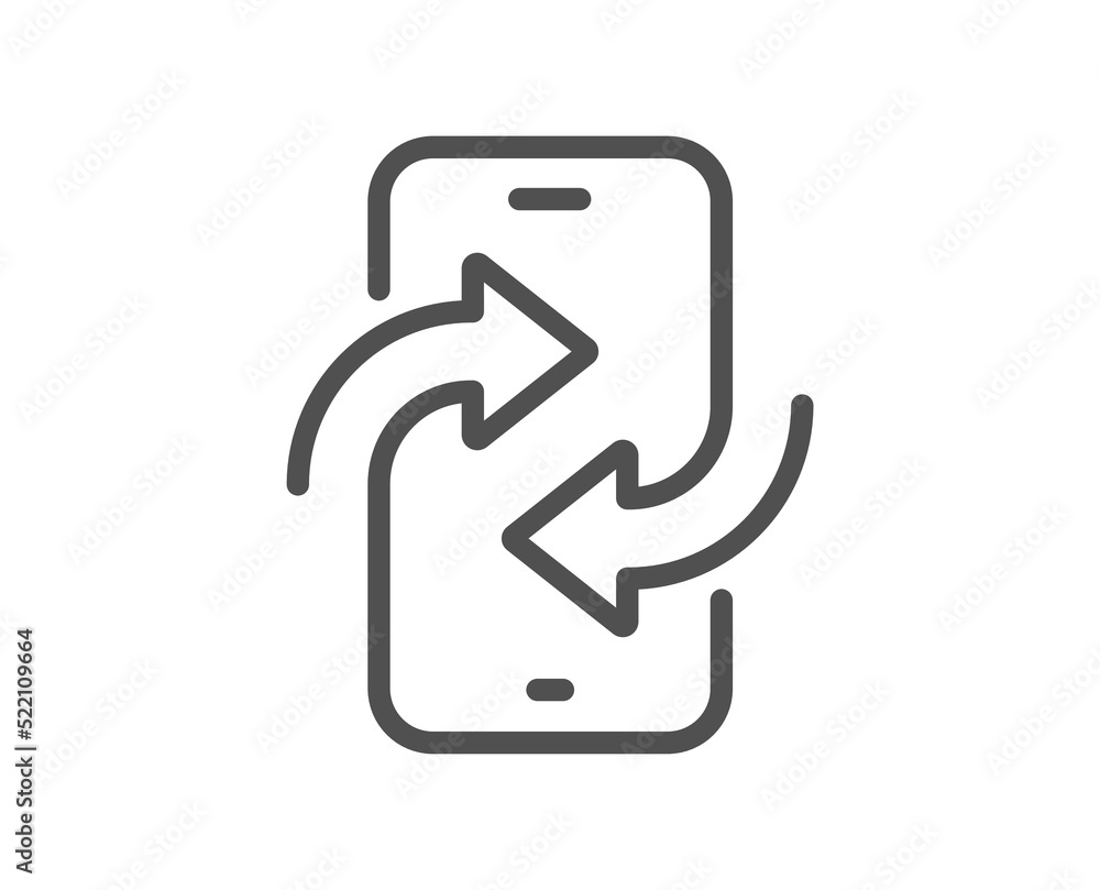 Poster phone transfer line icon. smartphone app sign. cellphone mobile device symbol. quality design elemen