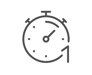 Timer 1 minute line icon. Stopwatch time sign. Countdown clock symbol. Quality design element. Linear style timer icon. Editable stroke. Vector