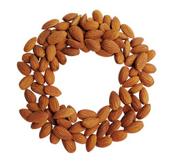 Peeled almonds closeup circle shape - 522109621