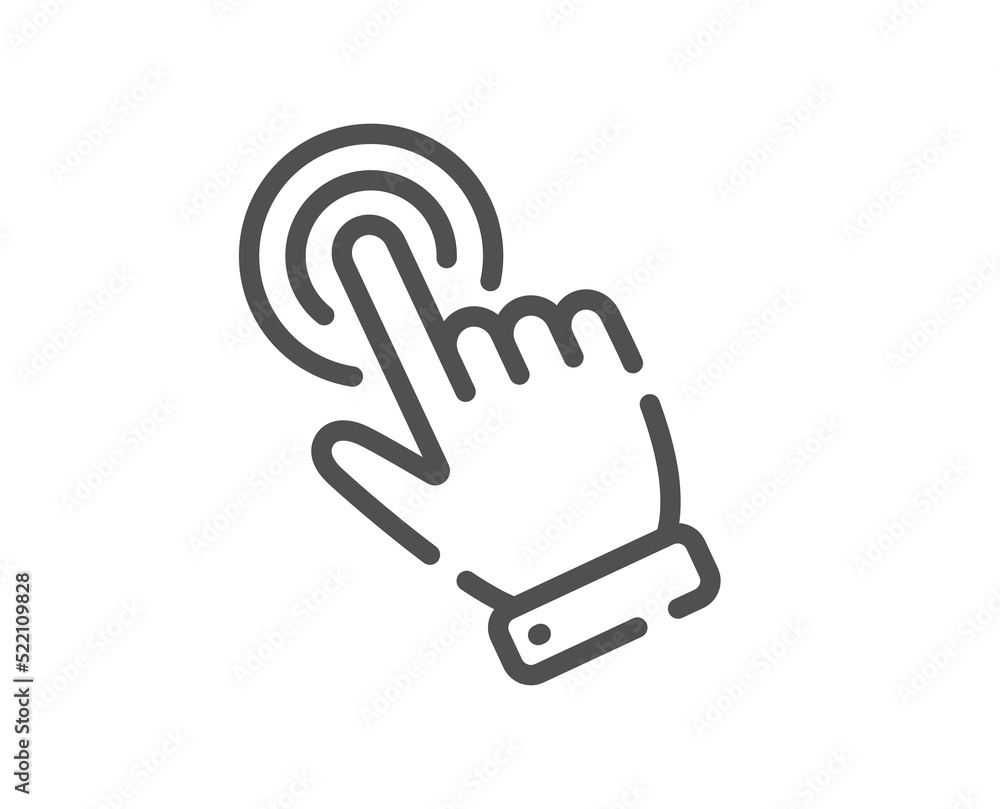 Poster hand cursor line icon. click action sign. finger pointer symbol. quality design element. linear styl