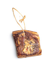 Whole smoked bacon isolated on white background.