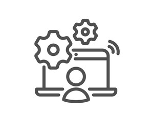 Online job line icon. Business employment sign. Man at work symbol. Quality design element. Linear style online job icon. Editable stroke. Vector