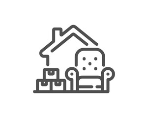 Packing things line icon. Home moving sign. Delivery service symbol. Quality design element. Linear style packing things icon. Editable stroke. Vector