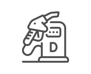 Diesel station line icon. Filling station sign. DD fuel symbol. Quality design element. Linear style diesel station icon. Editable stroke. Vector