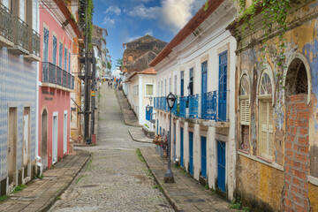 São Luis, MA, Brazil - March 13th, 2017 - Streets of the historic center of Sao Luis do Maranhão...