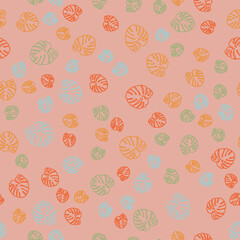 Monstera leaves. Multicolored seamless pattern. Botanical texture. Tropical background