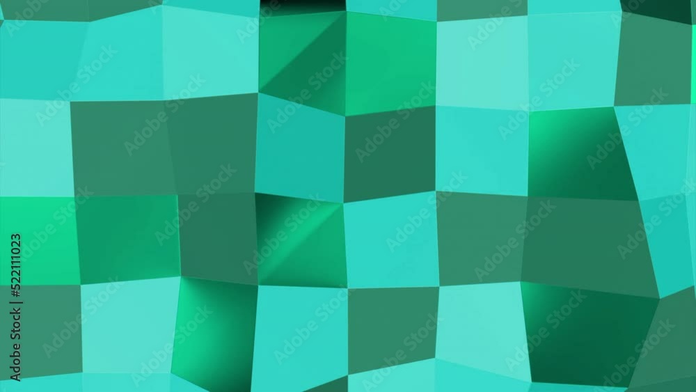 Poster abstract transforming wall of same size squares. design. glowing glass moving cubes, rows of colorfu