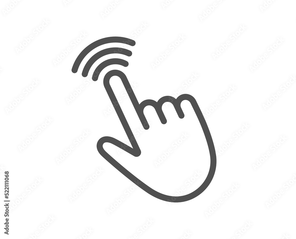 Poster hand cursor line icon. click action sign. finger pointer symbol. quality design element. linear styl