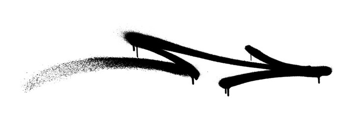 Graffiti arrow with overspray in black over white. © Yevhen