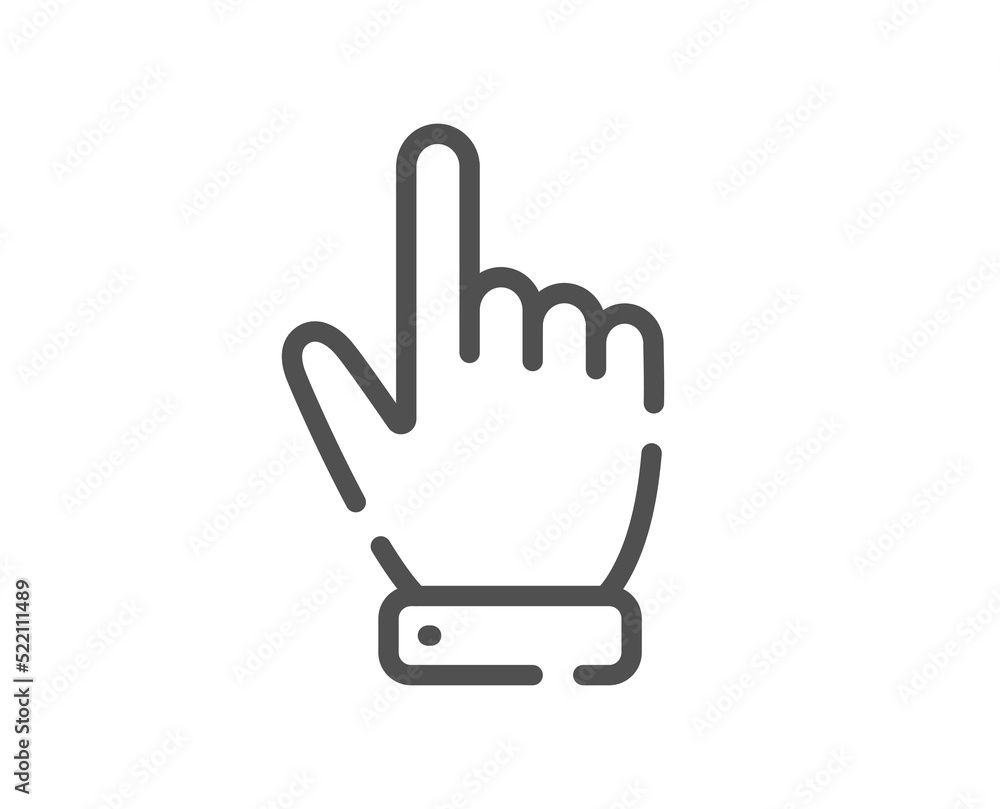 Poster hand cursor line icon. click action sign. finger pointer symbol. quality design element. linear styl