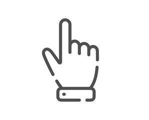 Hand cursor line icon. Click action sign. Finger pointer symbol. Quality design element. Linear style cursor icon. Editable stroke. Vector