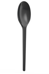Eco-friendly disposable utensils like spoon on white background.