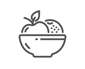 Fruits line icon. Vegetarian food sign. Apple and orange symbol. Quality design element. Linear style fruits icon. Editable stroke. Vector